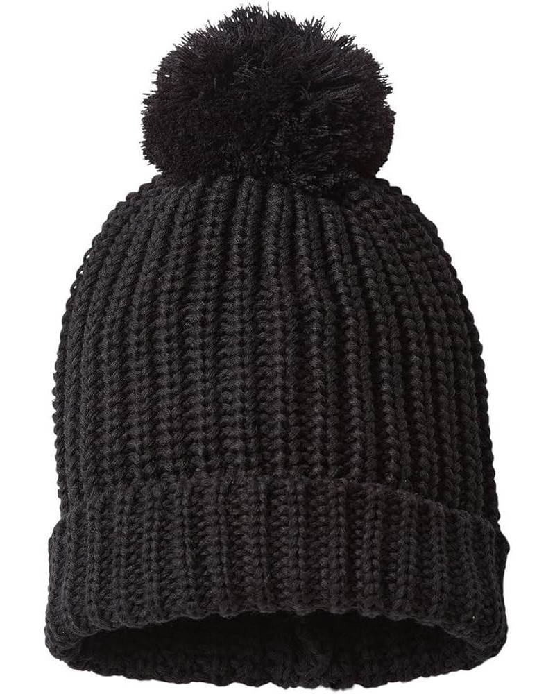 Richardson - Chunky Cable with Cuff & Pom Beanie - 143R Black $9.29 Skullies & Beanies