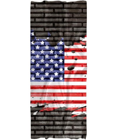 American Flag on Brick Wall Long Chiffon Sheer Scarf for Ladies Summer Beach Sunproof Shawl Lightweight Bandana Multicolor 1 ...