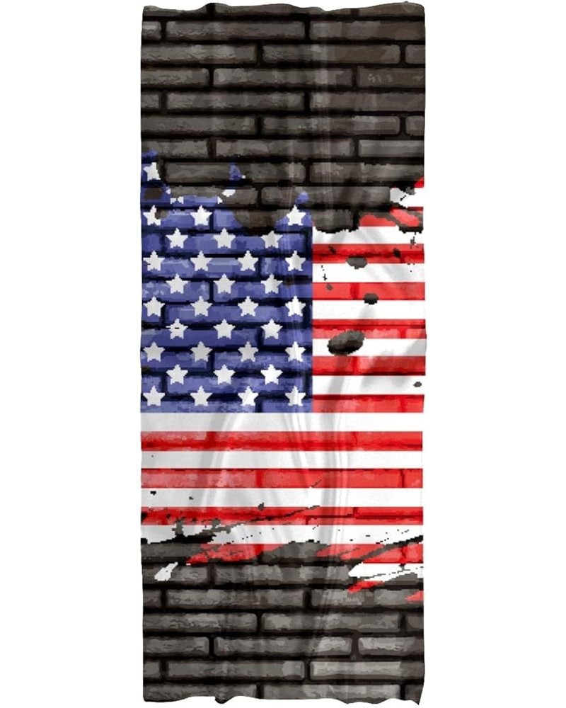 American Flag on Brick Wall Long Chiffon Sheer Scarf for Ladies Summer Beach Sunproof Shawl Lightweight Bandana Multicolor 1 ...