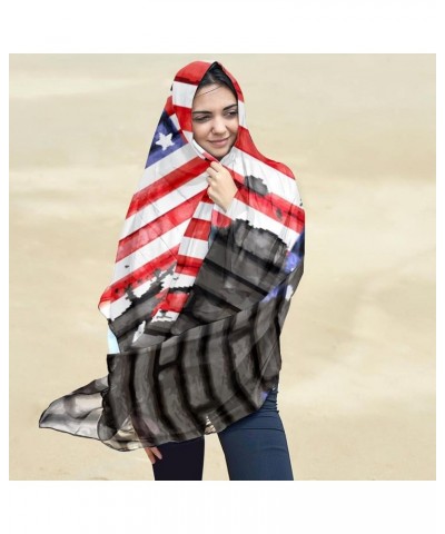 American Flag on Brick Wall Long Chiffon Sheer Scarf for Ladies Summer Beach Sunproof Shawl Lightweight Bandana Multicolor 1 ...