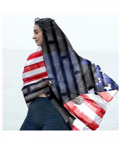 American Flag on Brick Wall Long Chiffon Sheer Scarf for Ladies Summer Beach Sunproof Shawl Lightweight Bandana Multicolor 1 ...