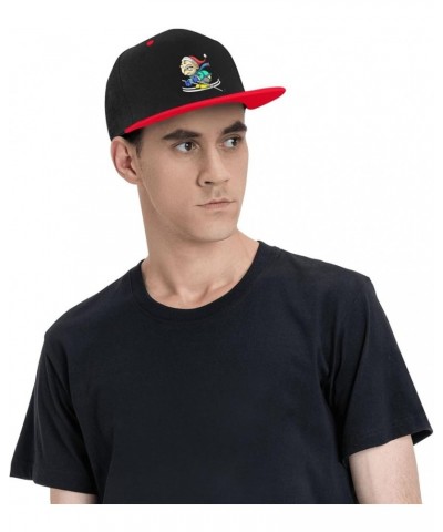 A Lovely Guy Skiing Baseball Cap for Men Women Snapback Hat Adjustable Flat Bill Hats Red $12.85 Baseball Caps