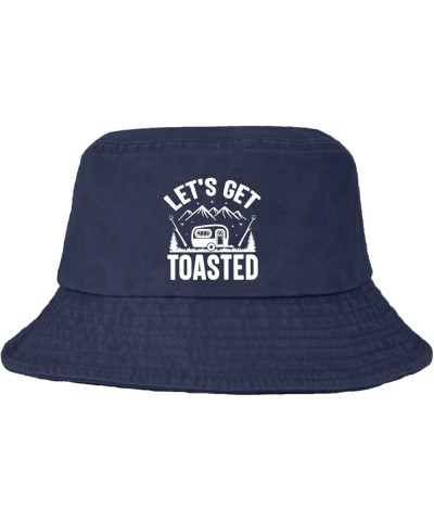 Let's Get Toasted Bucket Hat Bucket Hat Funny Hat for Hiking Accessories for Travel Must Haves Navy $12.52 Bucket Hats