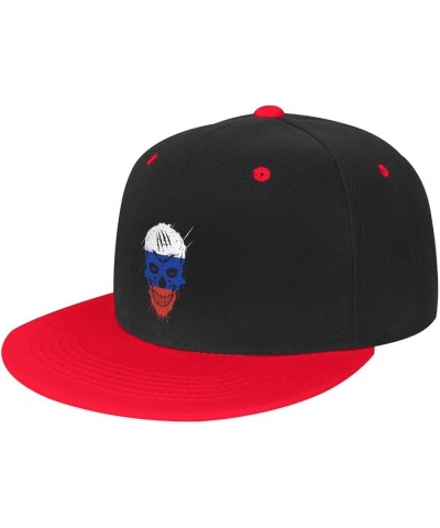 Creative Russia Patriot Skull National Flag Baseball Cap for Men Women Snapback Hat Adjustable Flat Bill Hats Red $12.36 Base...