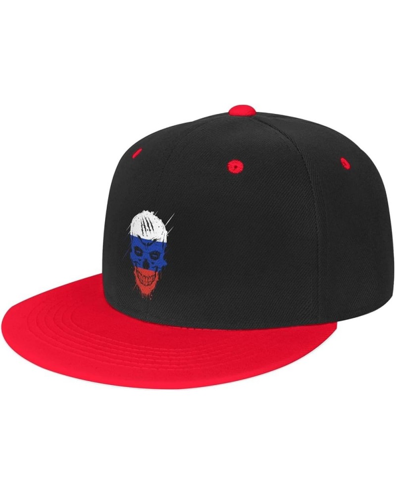 Creative Russia Patriot Skull National Flag Baseball Cap for Men Women Snapback Hat Adjustable Flat Bill Hats Red $12.36 Base...