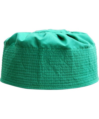 Gray Cotton-Blend Pleated Top 3.5in Tall Fabric Kufi Prayer Cap Beanie Green $8.92 Skullies & Beanies