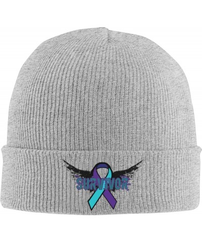 Domestic Violence Survivor Beanie Hat for Men Women Winter Hat Cuffed Knit Skull Cap Warm Ski Hats Gray $11.26 Skullies & Bea...