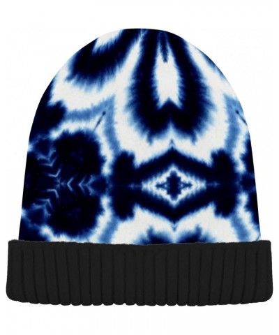 Nacy Blue Tie Dye Daisy Flower Beanie for Women Men Winter Hat Reversible Skull Cuffed Knit Cap $12.18 Skullies & Beanies