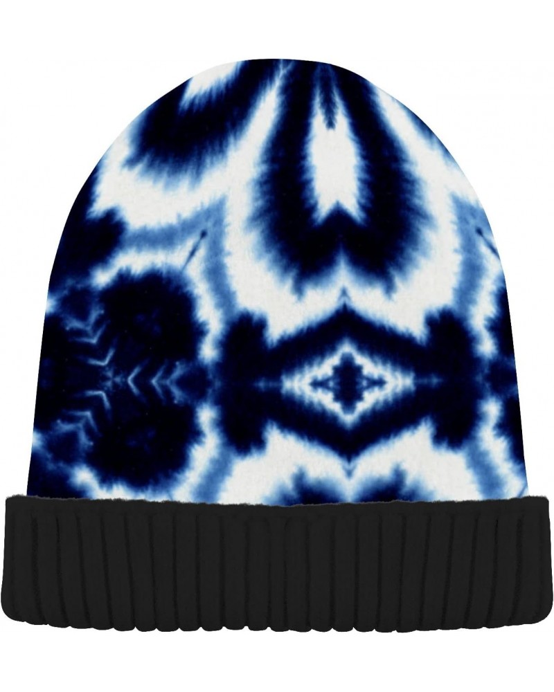 Nacy Blue Tie Dye Daisy Flower Beanie for Women Men Winter Hat Reversible Skull Cuffed Knit Cap $12.18 Skullies & Beanies