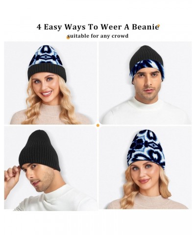 Nacy Blue Tie Dye Daisy Flower Beanie for Women Men Winter Hat Reversible Skull Cuffed Knit Cap $12.18 Skullies & Beanies