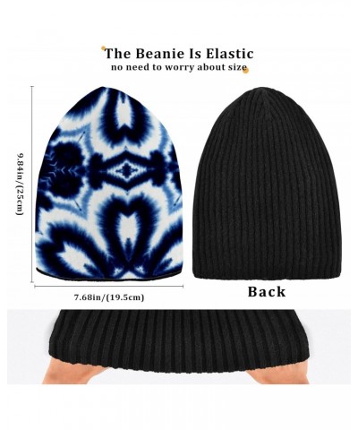 Nacy Blue Tie Dye Daisy Flower Beanie for Women Men Winter Hat Reversible Skull Cuffed Knit Cap $12.18 Skullies & Beanies