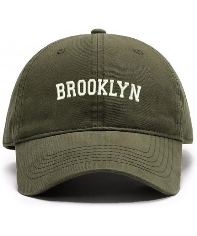 Classic Mens Baseball Cap Vintage Brooklyn City Embroidered Washed Cotton Vintage Dad Hat Olive $14.48 Baseball Caps