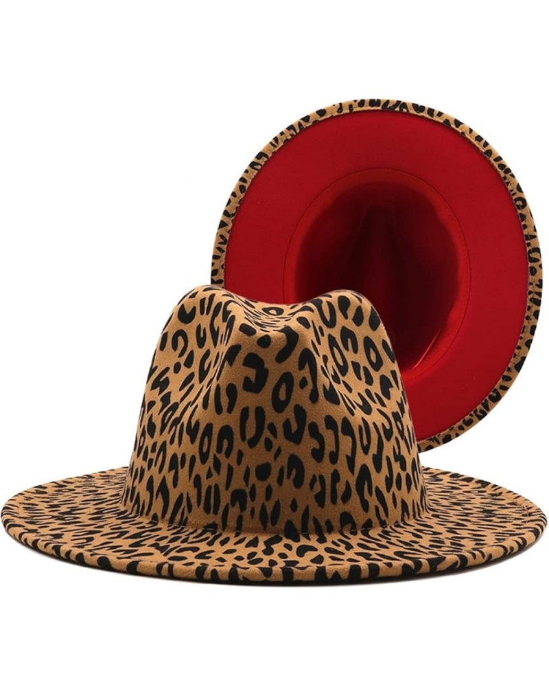 Leopard Patchwork Wool Felt Fedora Hat for Women Unisex Wide Brim Party Cap Gentleman Wedding Hat One Size Leopard 01 $16.89 ...