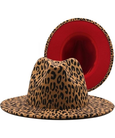 Leopard Patchwork Wool Felt Fedora Hat for Women Unisex Wide Brim Party Cap Gentleman Wedding Hat One Size Leopard 01 $16.89 ...