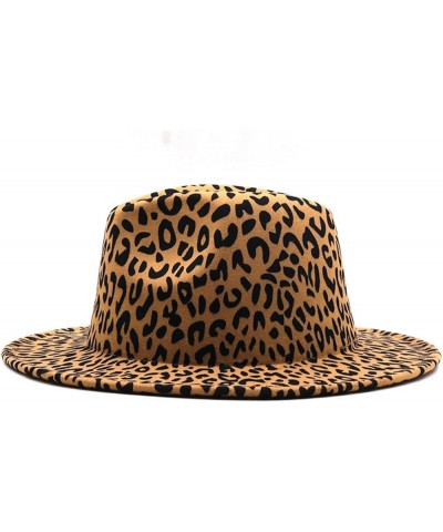 Leopard Patchwork Wool Felt Fedora Hat for Women Unisex Wide Brim Party Cap Gentleman Wedding Hat One Size Leopard 01 $16.89 ...