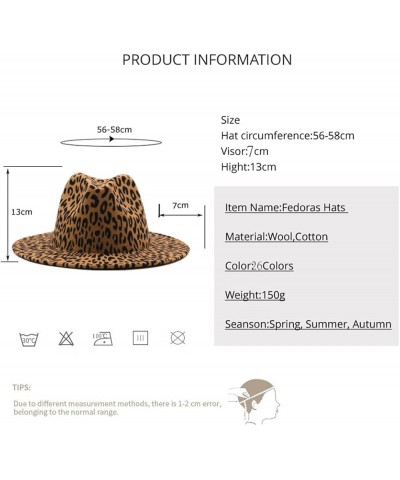 Leopard Patchwork Wool Felt Fedora Hat for Women Unisex Wide Brim Party Cap Gentleman Wedding Hat One Size Leopard 01 $16.89 ...