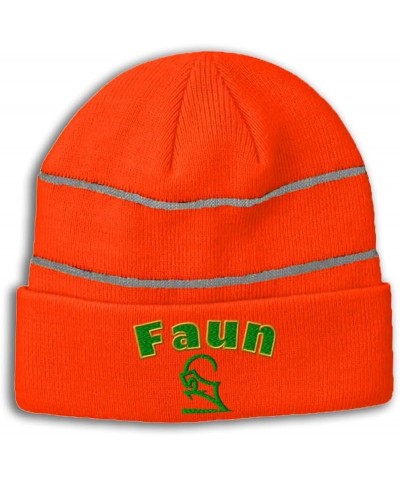 Custom Reflective Beanie Faun Acrylic High Visibility Running Gear Skull Cap for Men & Women 1 Size Neon Orange Design Only $...