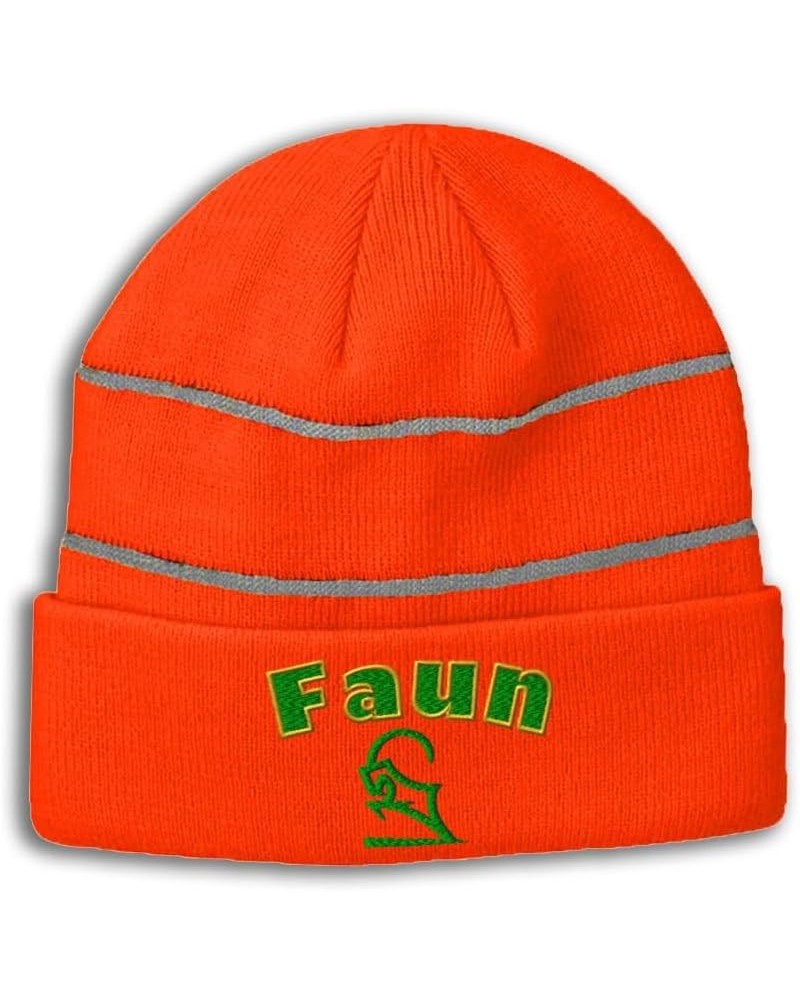 Custom Reflective Beanie Faun Acrylic High Visibility Running Gear Skull Cap for Men & Women 1 Size Neon Orange Design Only $...