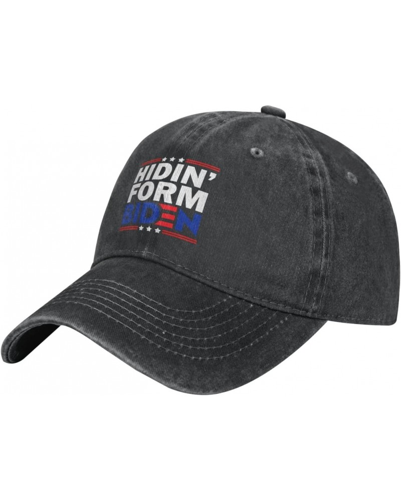 Hiding from Biden Adjustable Stylish Unique Unisex Washed Cowboy Baseball Adult Hat Black $14.06 Baseball Caps