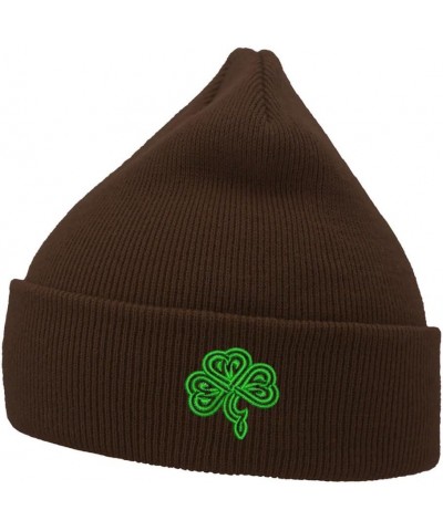 Mens Beanie Knit Hats Celtic Knot Irish Shamrock Embroidered Unisex Casual Beanies Hats for Winter Brown $13.03 Skullies & Be...