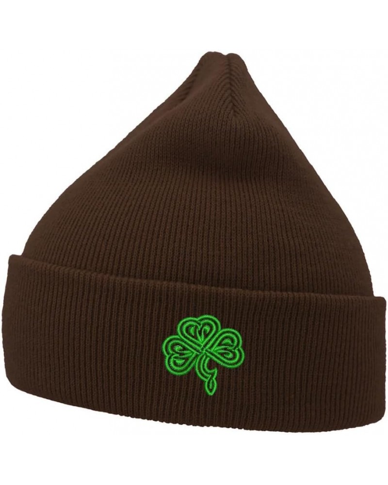 Mens Beanie Knit Hats Celtic Knot Irish Shamrock Embroidered Unisex Casual Beanies Hats for Winter Brown $13.03 Skullies & Be...