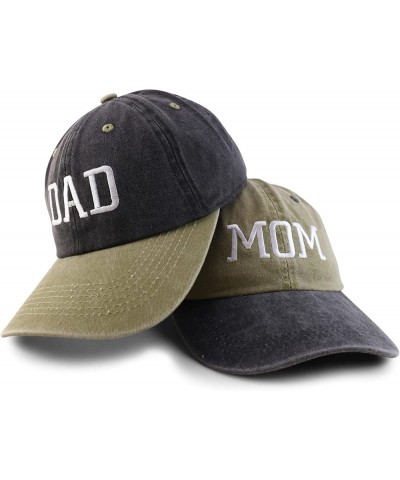 Capital Mom and Dad Pigment Dyed Couple 2 Pc Cap Set Khaki Black Black Khaki $16.49 Baseball Caps