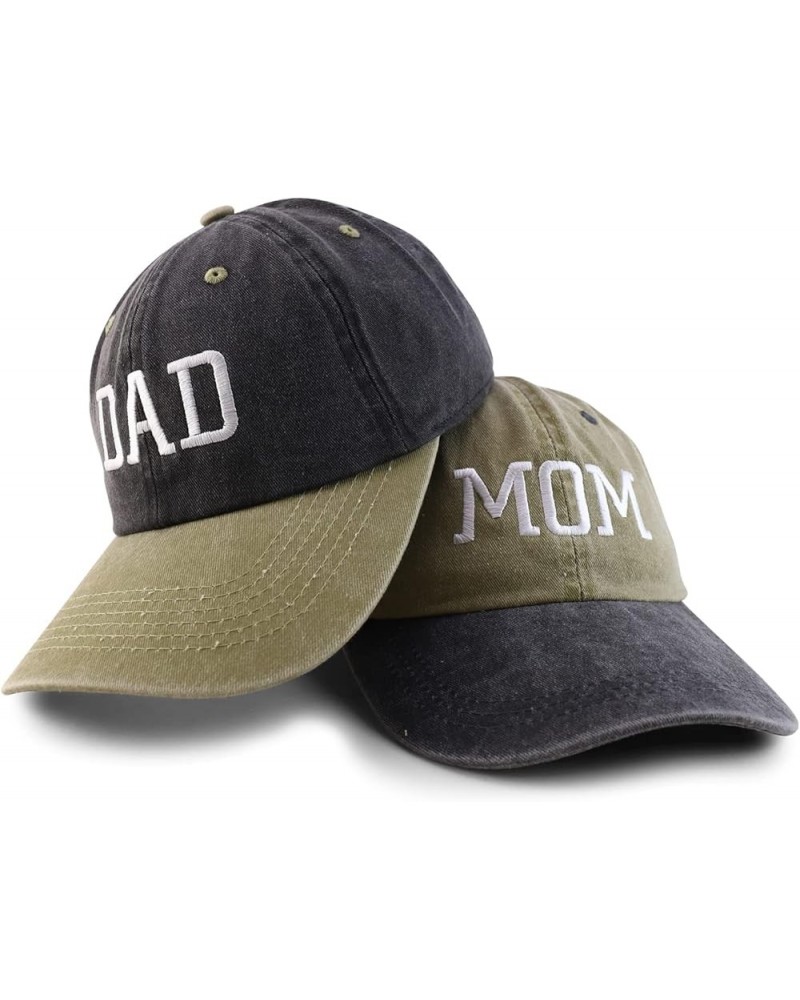 Capital Mom and Dad Pigment Dyed Couple 2 Pc Cap Set Khaki Black Black Khaki $16.49 Baseball Caps