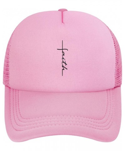 Faith Cross Script Christian Jesus Black Trucker Hat Women Mesh Baseball Cap Sun Hat Cowboy hat Men Dad Hat Black Pink $11.08...