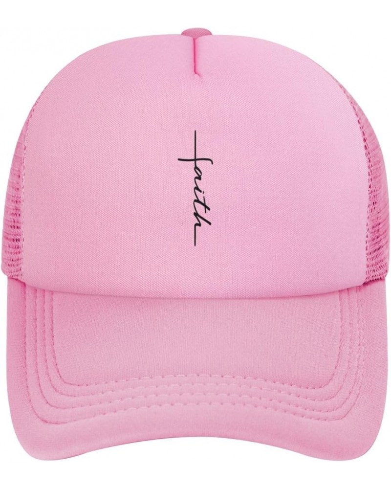 Faith Cross Script Christian Jesus Black Trucker Hat Women Mesh Baseball Cap Sun Hat Cowboy hat Men Dad Hat Black Pink $11.08...