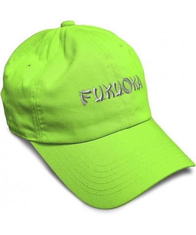 Soft Baseball Cap Fukuoka Japan Embroidery State Map Names Mainland Cotton Dad Hats for Men & Women Lime Design Only $12.90 B...