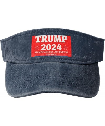 Trump 2024 Because America Can Never Be Too Great Sun Visor Hats for Women Men Adjustable Sports Sun Hats Cotton Golf Cap Nav...