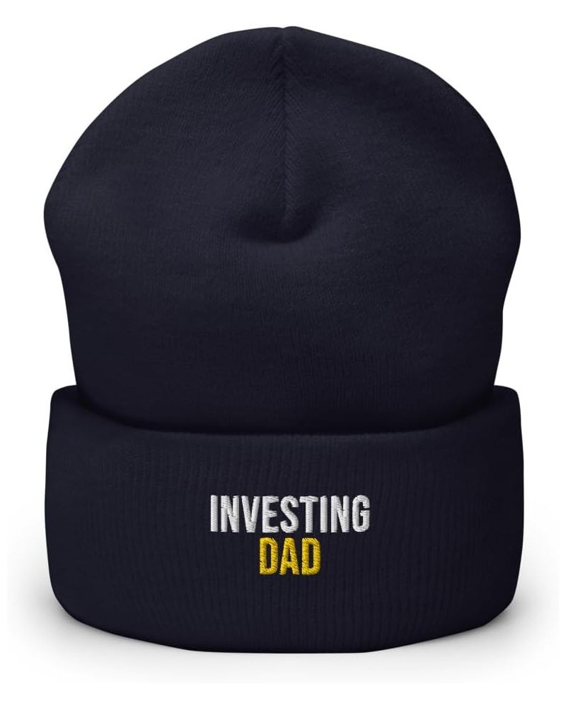 Investing Dad Hat (Embroidered Cuffed Beanie) Investing Apparel Navy $16.39 Skullies & Beanies