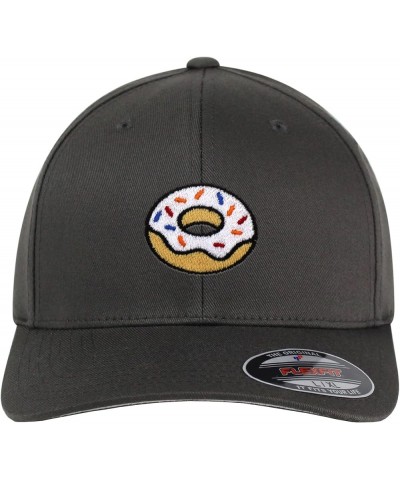 Donut Embroidered Flexfit Cap Doughtnut Snack Gray $14.39 Baseball Caps