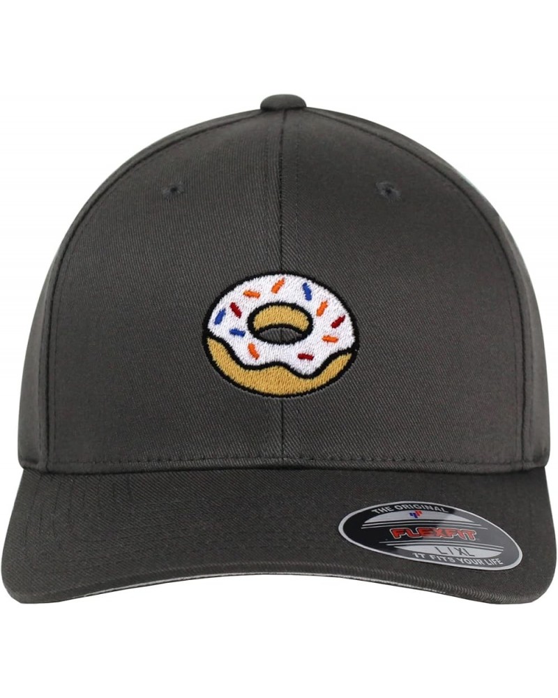 Donut Embroidered Flexfit Cap Doughtnut Snack Gray $14.39 Baseball Caps