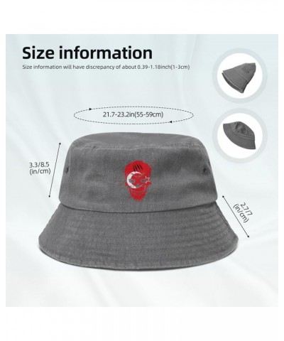 Creative Hatay Patriot Skull National Flag Bucket Hat for Men Women Outdoor Washed Cotton Sun Hats Travel Beach Hat Gray $13....