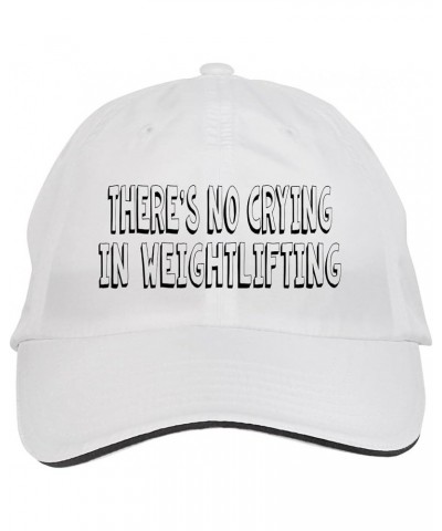 There's NO Crying in Weightlifting Hat Adjustable Cap, DesM51 White $14.59 Baseball Caps