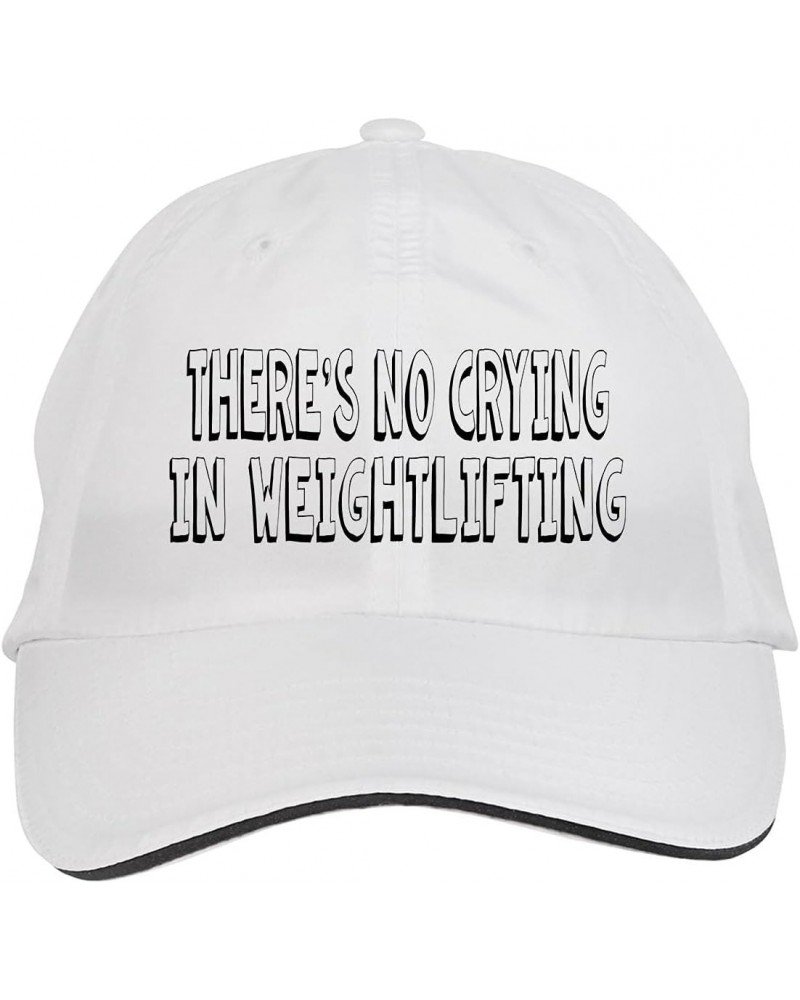 There's NO Crying in Weightlifting Hat Adjustable Cap, DesM51 White $14.59 Baseball Caps