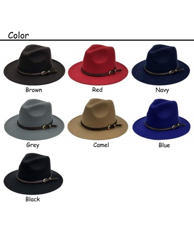 Unisex Felt Fedoras Cap with Exquisite Woven Belt Vintage Trilby Jazz Caps Brown One Size Camel $16.73 Fedoras