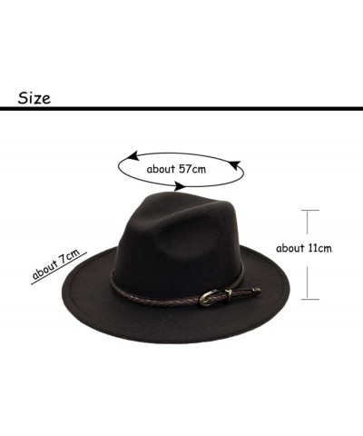 Unisex Felt Fedoras Cap with Exquisite Woven Belt Vintage Trilby Jazz Caps Brown One Size Camel $16.73 Fedoras