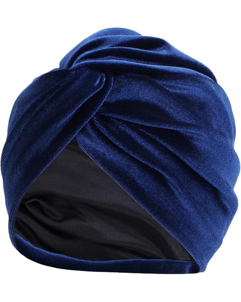 African Pattern Women Turbans Hats Flower Knot Headwrap Pre-Tied Cancer Braid Cap Gifts Birthday Easter Navy $5.75 Skullies &...