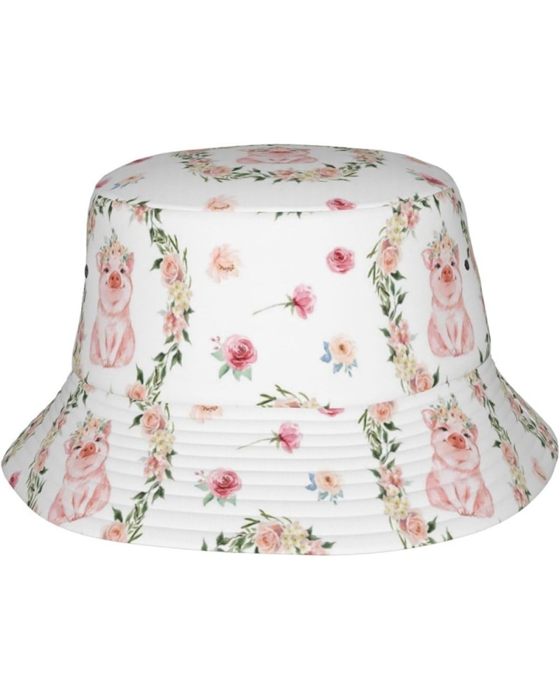 Unisex Lightweight Fashion Printed Cotton Bucket Hat Packable Outdoor Summer Travel Beach Sun Hat for Men Women Country Flora...