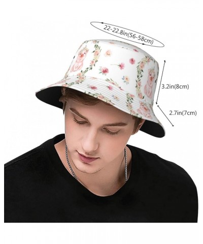 Unisex Lightweight Fashion Printed Cotton Bucket Hat Packable Outdoor Summer Travel Beach Sun Hat for Men Women Country Flora...