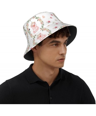 Unisex Lightweight Fashion Printed Cotton Bucket Hat Packable Outdoor Summer Travel Beach Sun Hat for Men Women Country Flora...