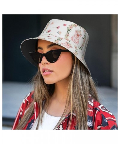 Unisex Lightweight Fashion Printed Cotton Bucket Hat Packable Outdoor Summer Travel Beach Sun Hat for Men Women Country Flora...