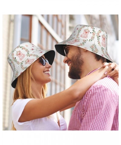 Unisex Lightweight Fashion Printed Cotton Bucket Hat Packable Outdoor Summer Travel Beach Sun Hat for Men Women Country Flora...