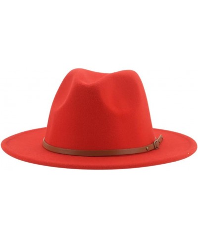 Women Hats Solid Panama Belt Band Formal Church Wedding Decorate Hats for Men Khaki Fedora Hats Orang Red $8.87 Fedoras