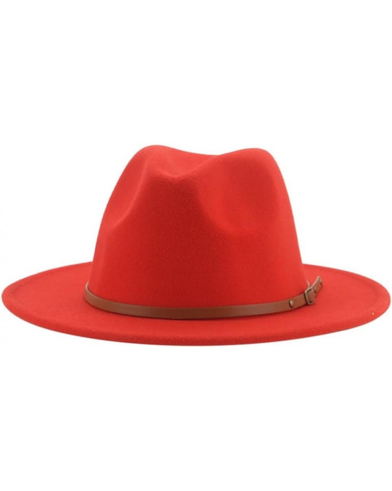 Women Hats Solid Panama Belt Band Formal Church Wedding Decorate Hats for Men Khaki Fedora Hats Orang Red $8.87 Fedoras