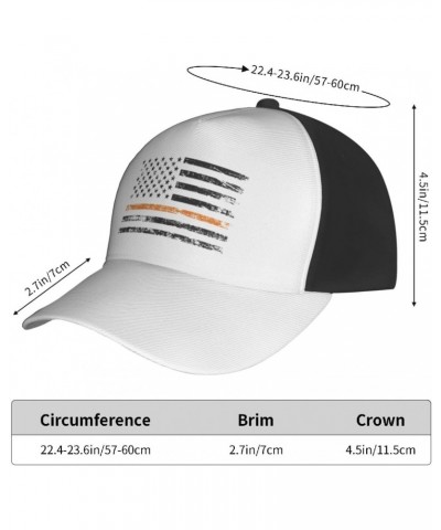 Thin Orange Line USA Flag Baseball Cap Men's and Women's Baseball Hat Adjustable Casual Outdoor Breathable Caps Truck Driver ...