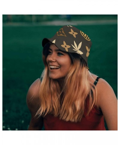 Funny Bucket Hat Weed Bucket Hat Hippie Funny Women Hat Hiking Accessories for Camping Must Haves Cannabis Leafs 4 $9.79 Buck...