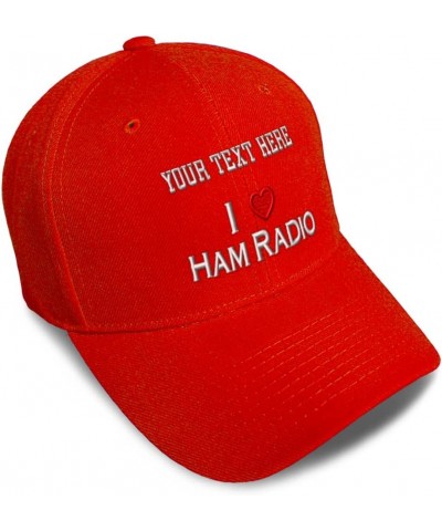 Custom Baseball Cap I (Love) Ham Radio Red Heart Hobbies Lovers Singing Acrylic Dad Hats for Men & Women Red Personalized Tex...